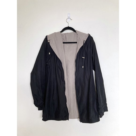 Jackets & Blazers - Faux Suede Black and Tan Reversible Hooded Jacket